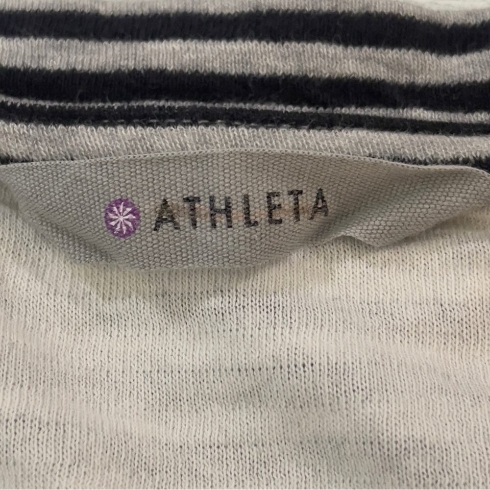 ATHLETA Ease Up Gray Black Striped 2 Square Pocket Tunic Dress Small Petite - Picture 5 of 9